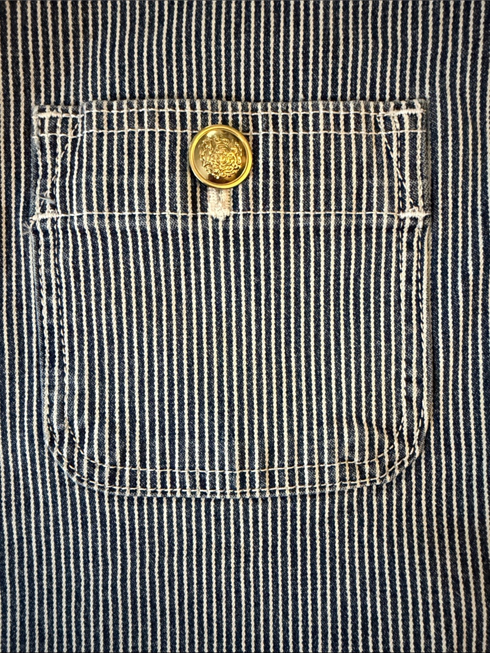 Striped Button-Front Denim Mini Skirt - Blue - Picture 5 of 5